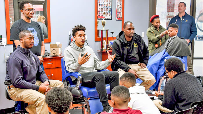 Brogdon began a Tuesday Talks With Malcolm series, meeting with and mentoring at-risk kids in a local barbershop.